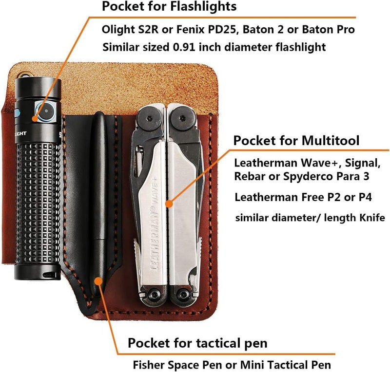 EASYANT Leather Men Pocket Organizer Leather EDC Tool Pouch Sheath Handmade Multitool Accessories Brown-Plus - Image 4